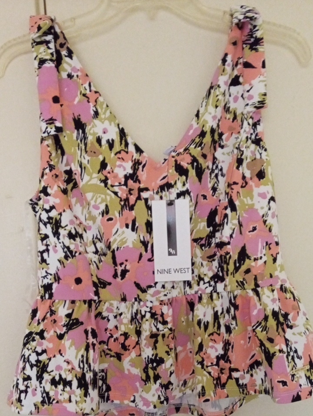 Brand New NINE WEST Multi Floral Peplum Tank